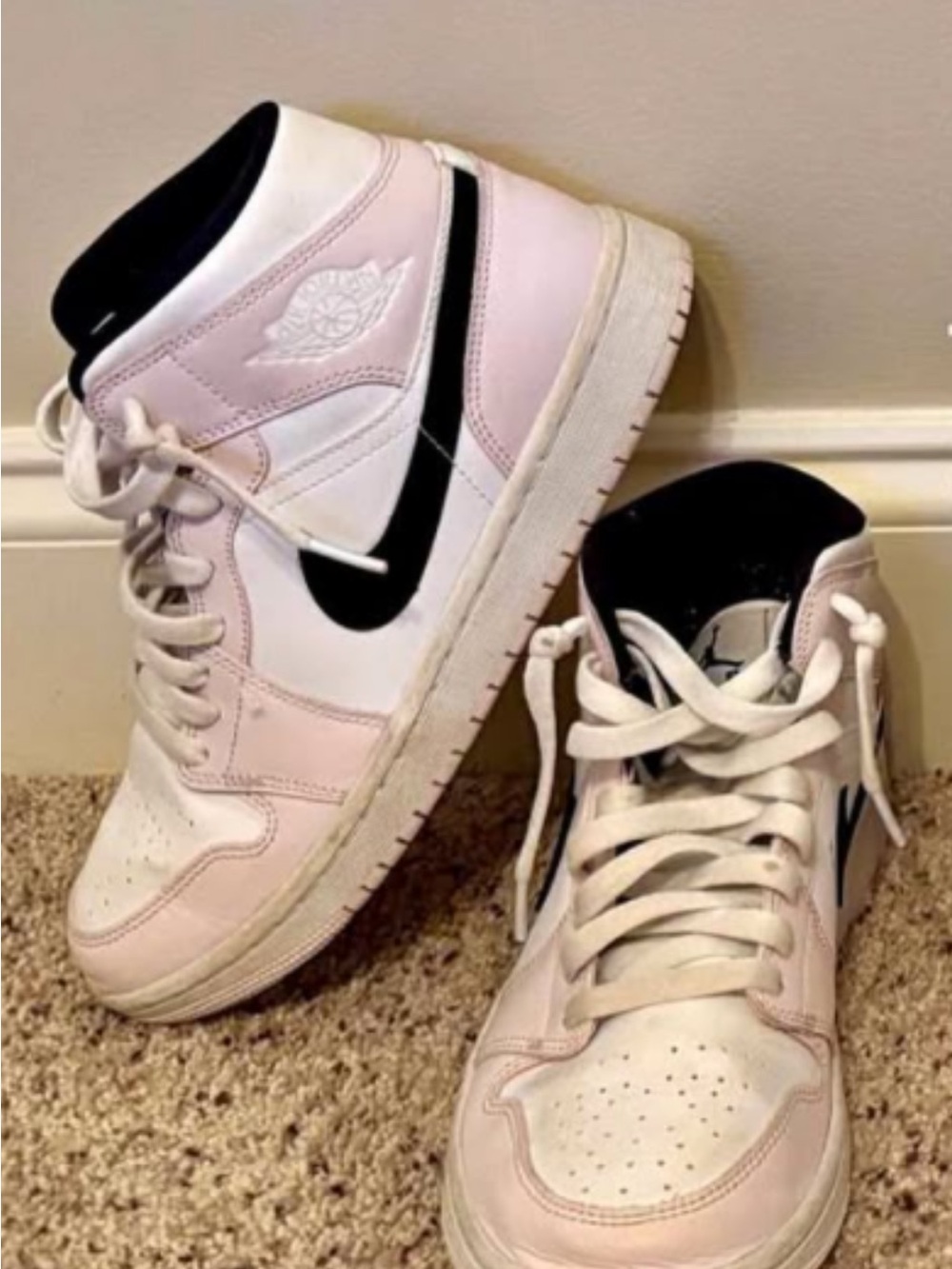 Nike Women’s Pink, White and Black High-Top Sneakers